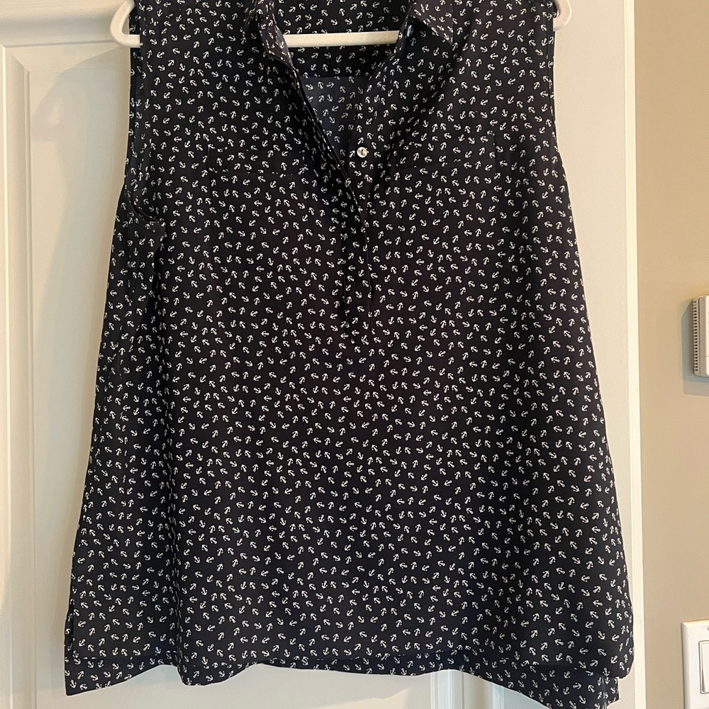 Ann Taylor Black and White Boxy Polo Blouse